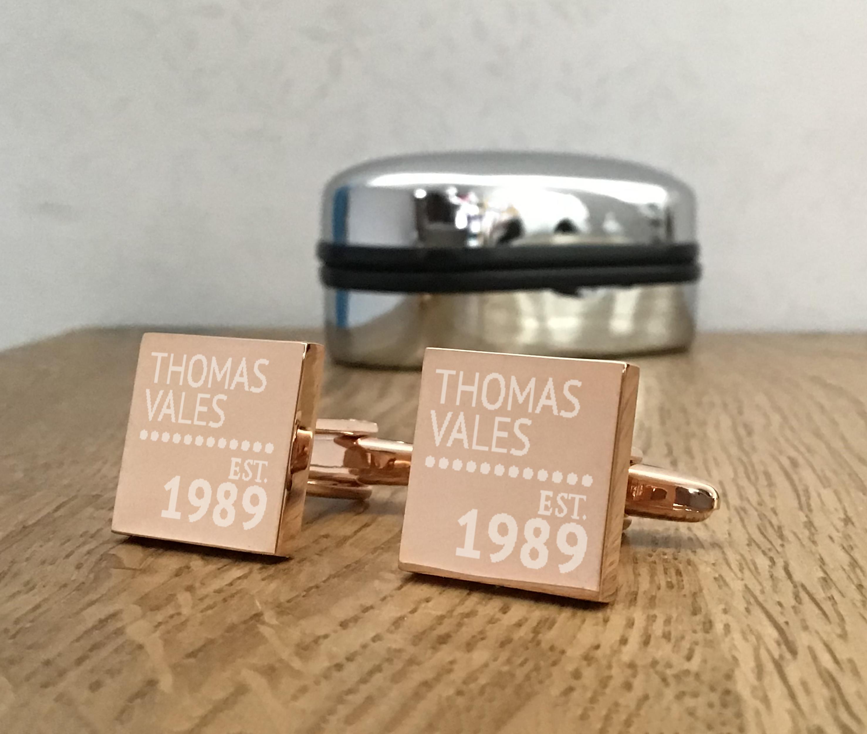 Heart Playing Card number 7 Gold-tone Cufflinks Money Clip Engraved Gift Set