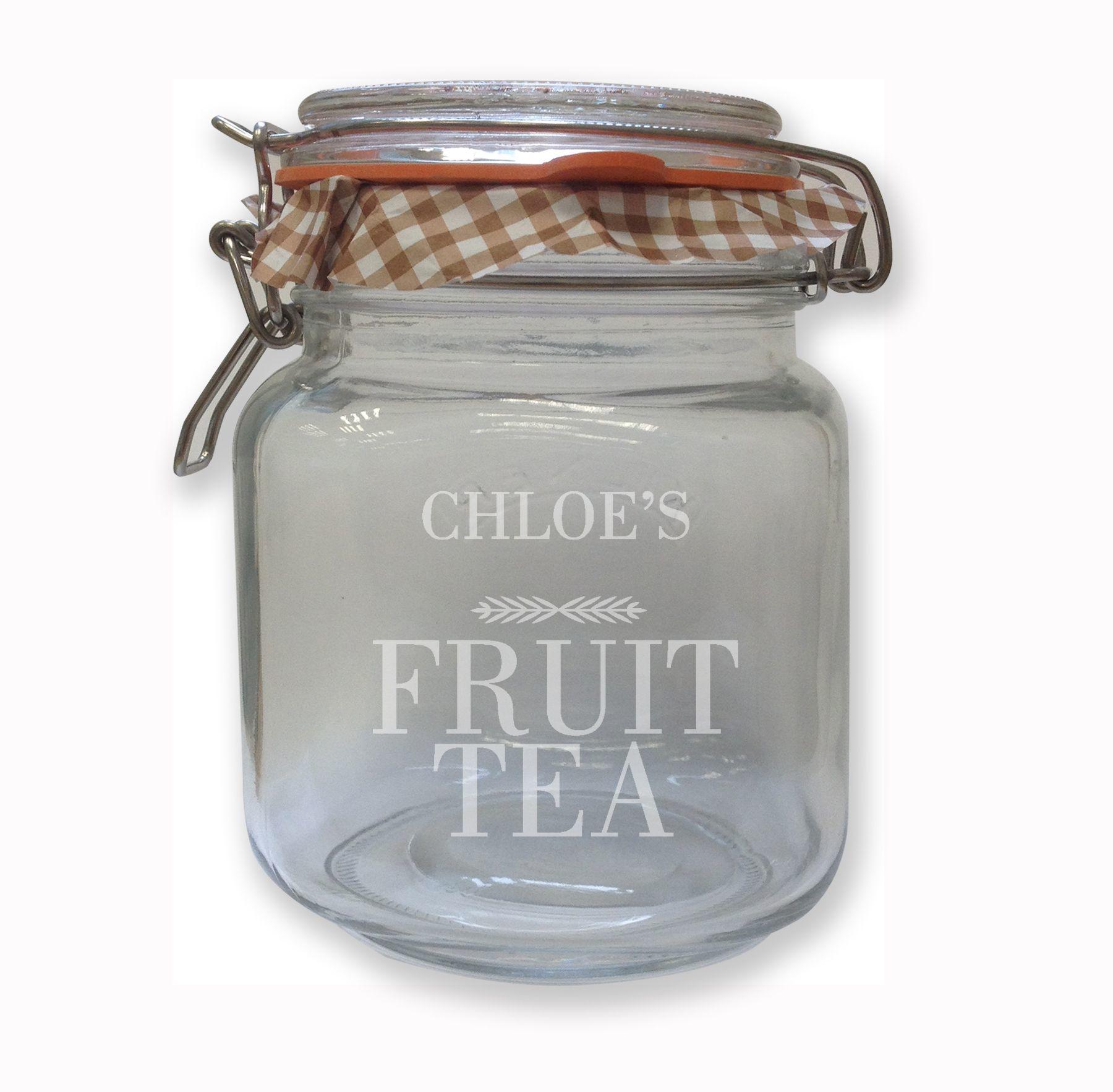 Personalised Engraved Fruit Tea Glass Kilner Kitchen Storage Jar