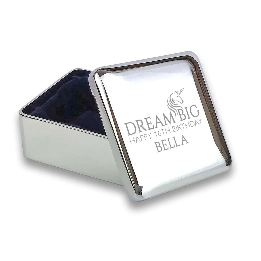 Engraved 16th Birthday Silver Plated Trinket Box Gift