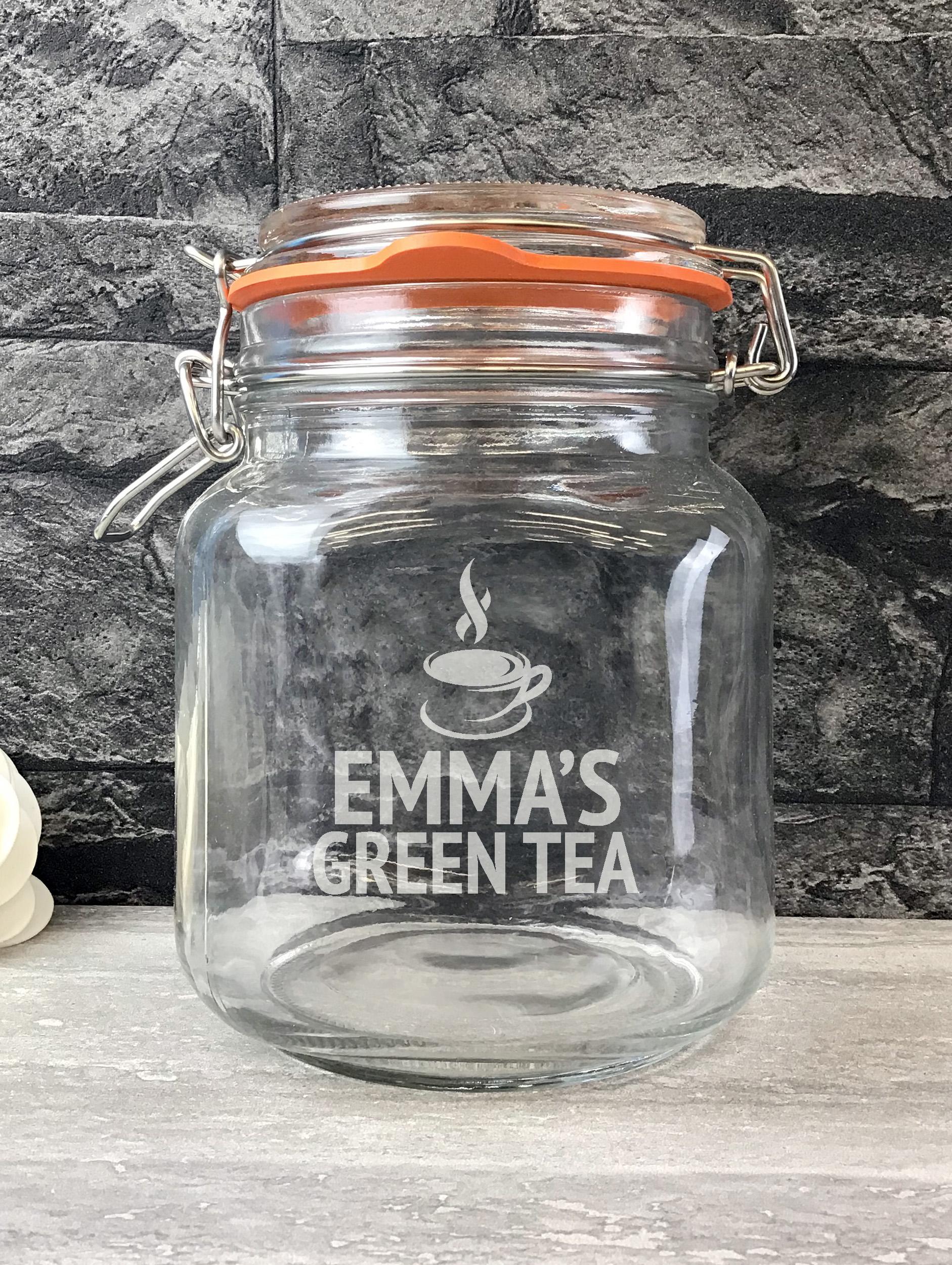 Personalised Engraved Green Tea Fruit Tea Storage Jar Kitchen