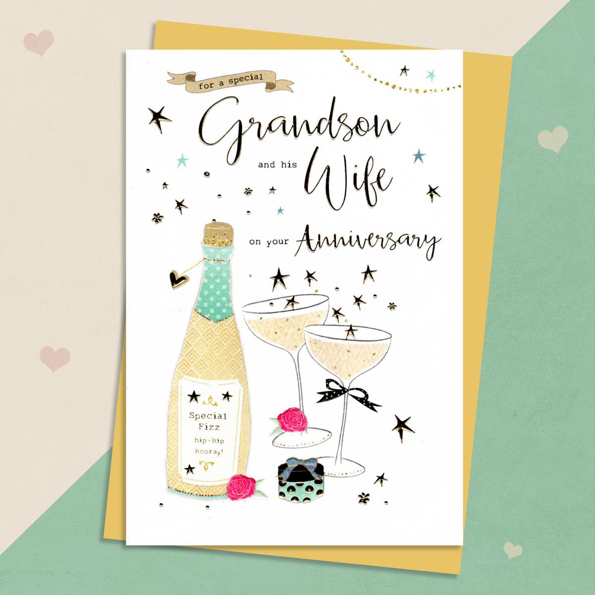 For A Special Grandson And His Wife Anniversary Card