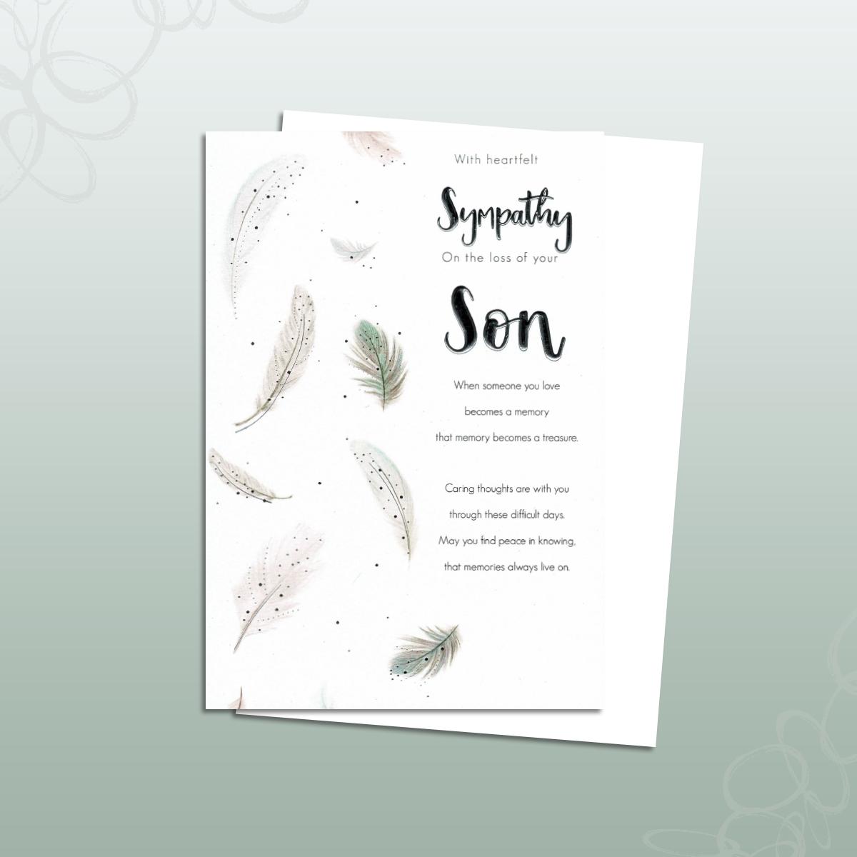 SINCERE SYMPATHY CARD ON THE LOSS OF YOUR SON WITH WHITE ENVELOPE U.K SELLER 