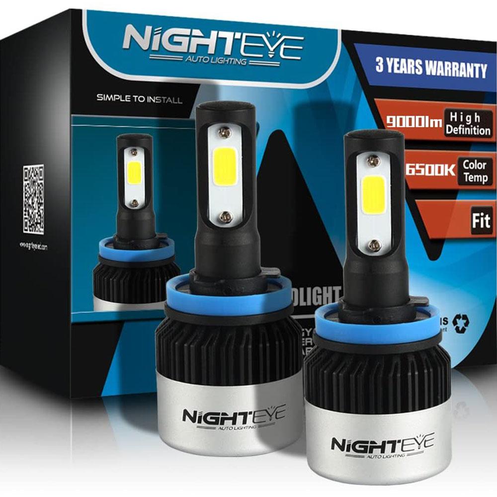 NIGHTEYE Automotive LED Headlight Bulbs 3 Yr Manufacture Warranty H11 72w 9000LM/Set 6500K Cool White 