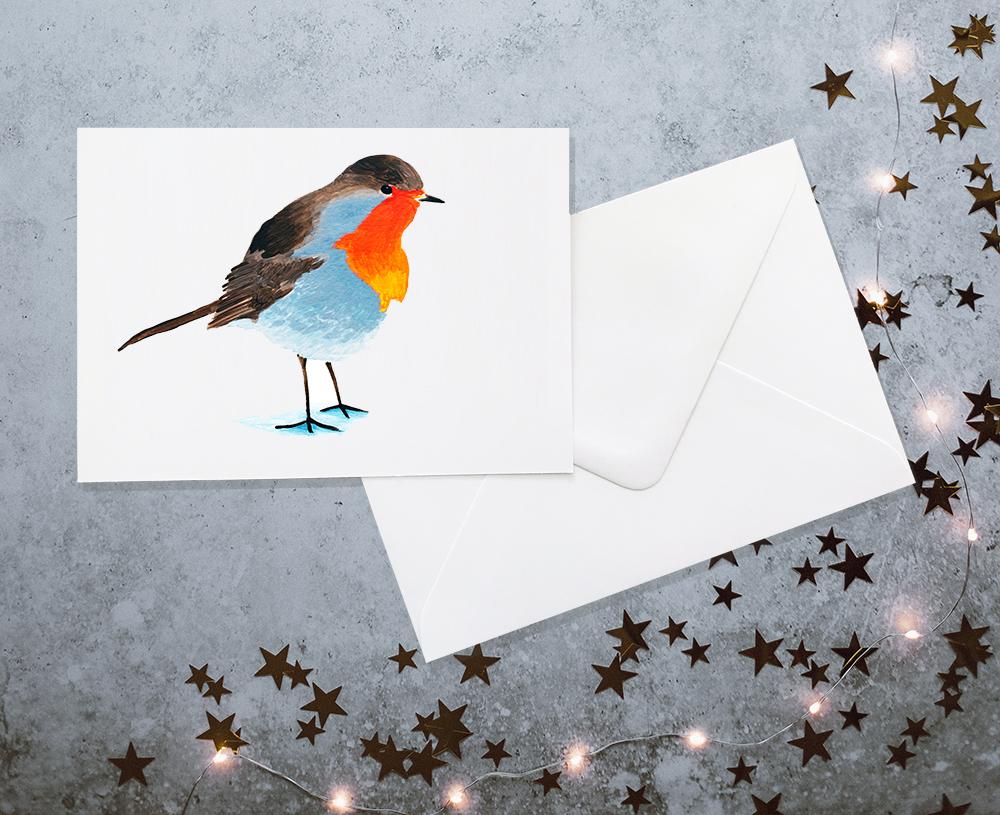 Robin watercolour christmas card