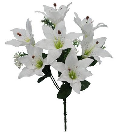 ARTIFICIAL FLOWER 3 x LILY BUNCHES 34CM LONG 21 HEADS IN TOTAL LILAC 