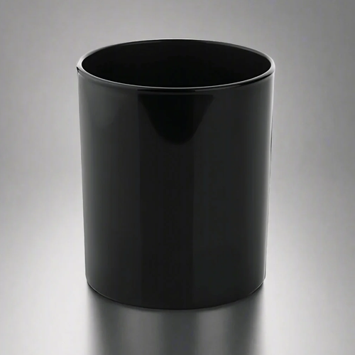 Refillable Candle Jar in Gloss Black in studio background