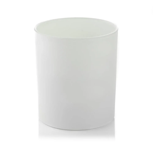 Refillable Candle Jar made in matt white coloured glass in studio