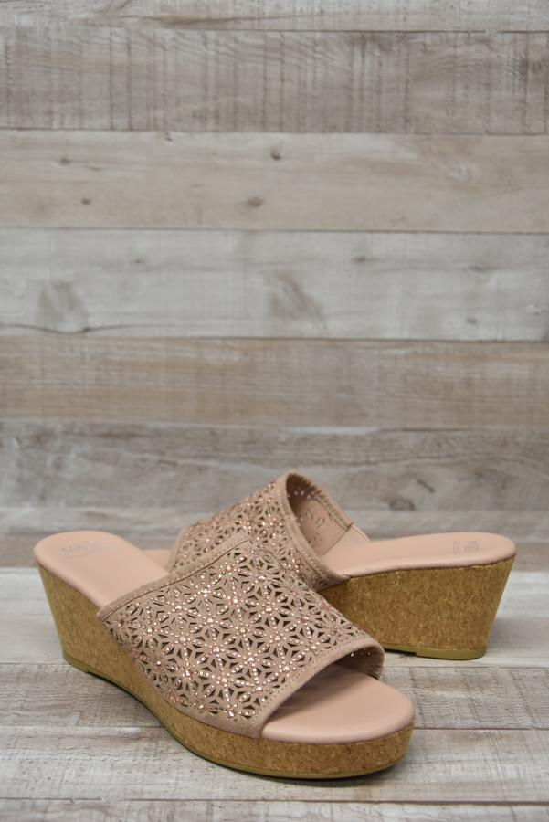nude wedge mule
