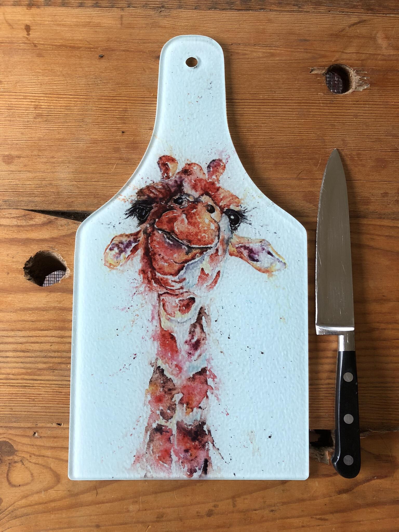 giraffe watercolour chopping board
