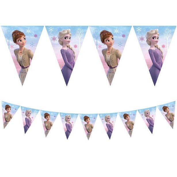 A Frozen 2 Wind Spirit flag bunting banner featuring Anna and Elsa