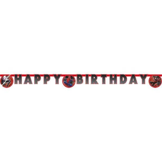 A 2m long paper Spider-Man World of Webs Happy Birthday letter banner