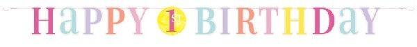 A 1.82m pink dots 1st birthday Happy Birthday letter banner
