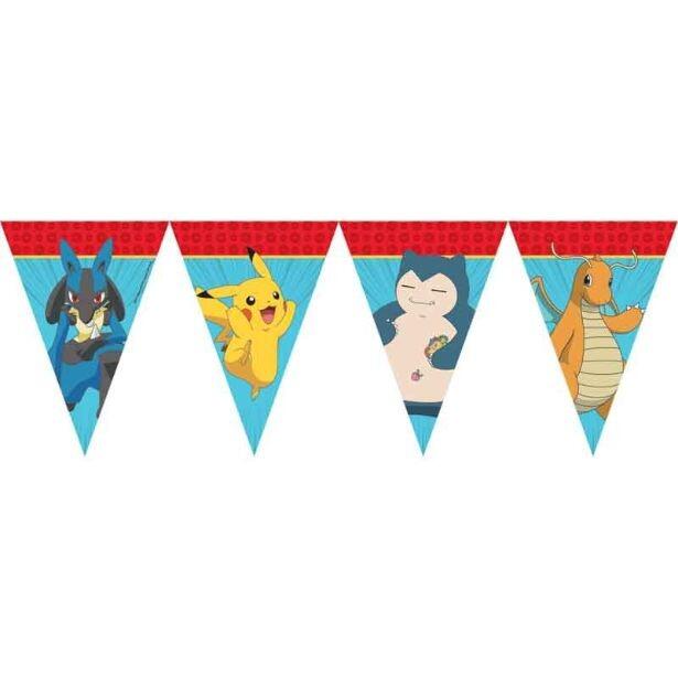 A 2.3m long Pokémon paper flag bunting banner featuring a range of Pokémon characters including Pikachu