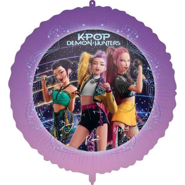 An 18 inch infilled K-Pop Demon Hunters foil balloon