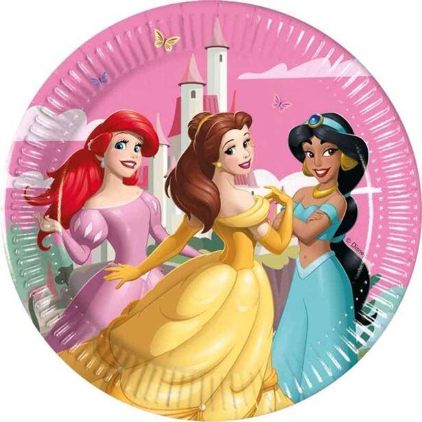 A 20cm Disney Princess Create your World paper plate featuring Princess Ariel, Princess Belle and Princess Jasmine