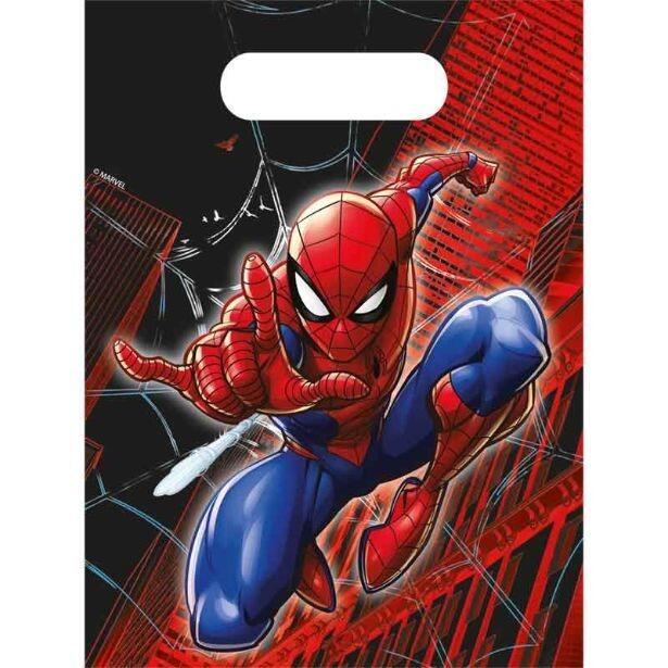 Pack of 6 plastic Spider-Man World of Webs party bags