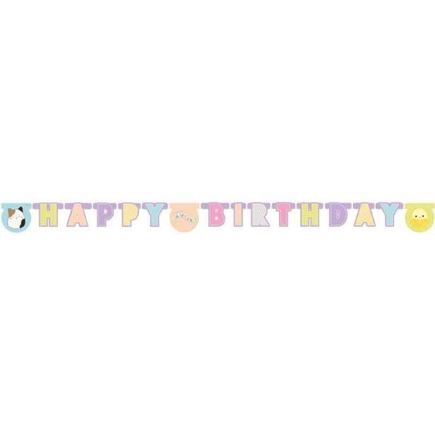 A 2m long Squishmallows paper Happy Birthday letter banner