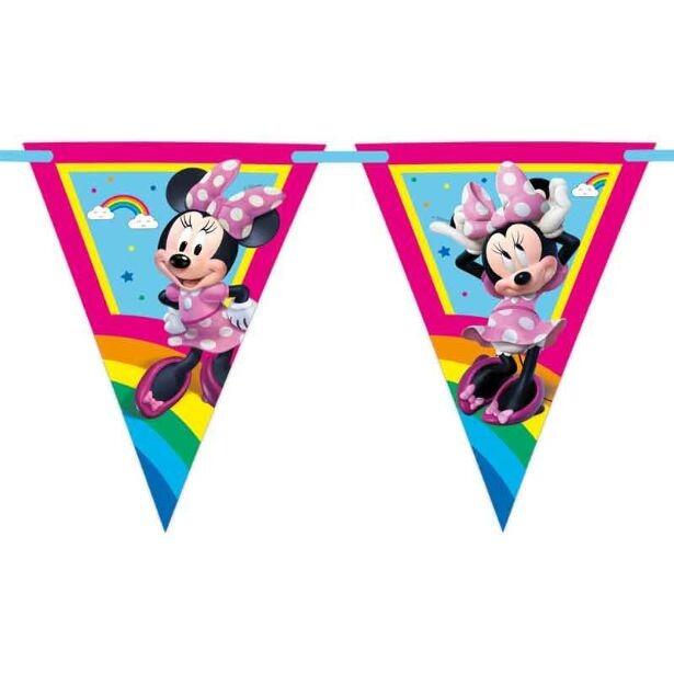A 2.3m long Minnie Rainbow paper flag bunting banner