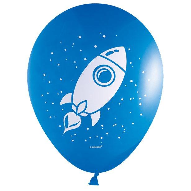 A blue Spies in Space latex balloon
