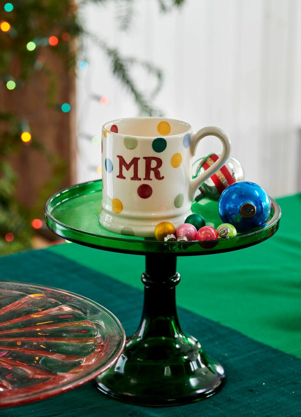 Emma Bridgewater | Seconds Polka Dot Mr 1/2 Pint Mug - Unique Handmade & Handpainted English Earthenware Tea/Coffee Mug