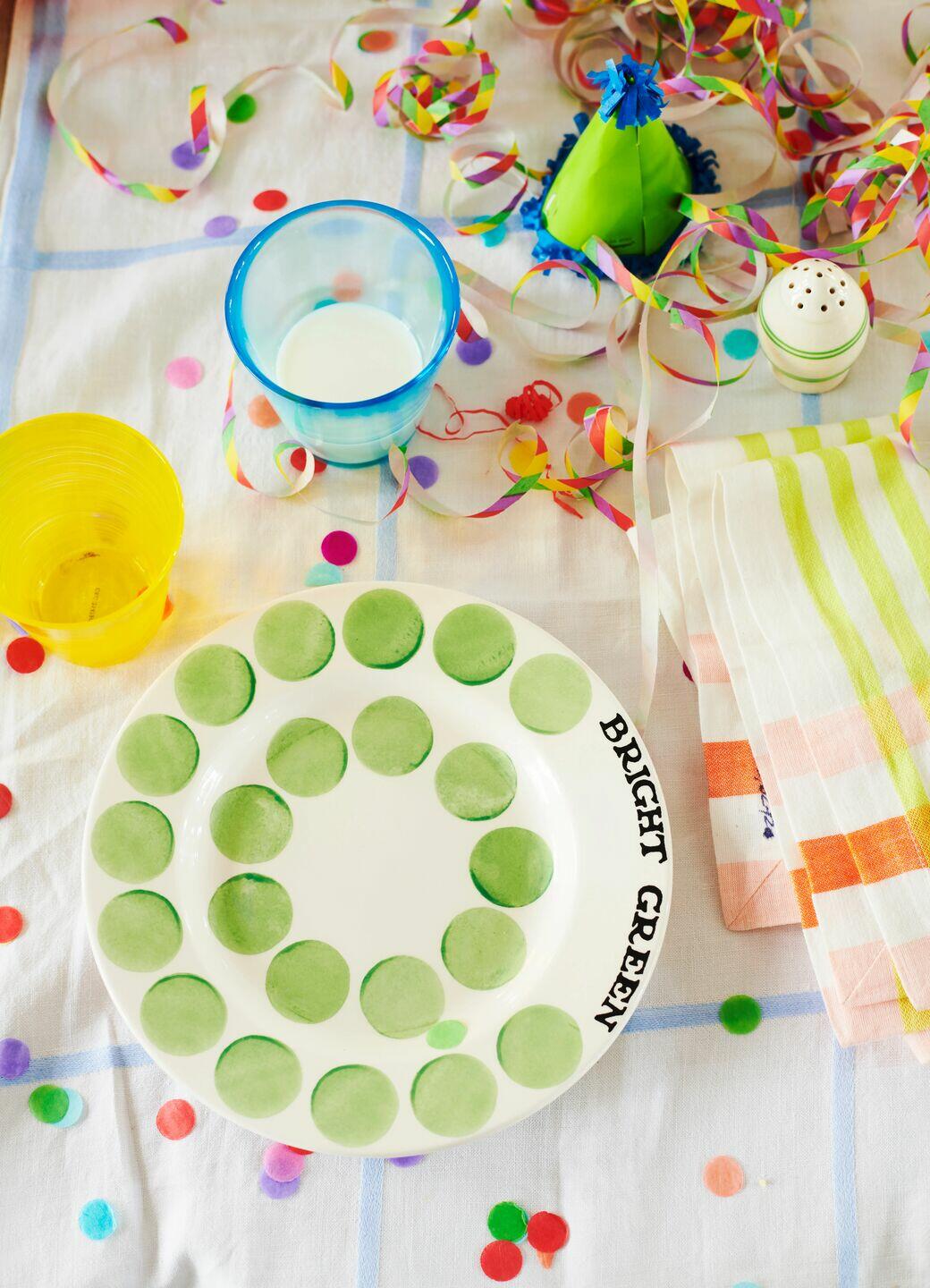 Bright Green Colour Palette 8 1/2 Inch Plate - Unique Handmade & Handpainted English Earthenware British-Made Pottery Plates