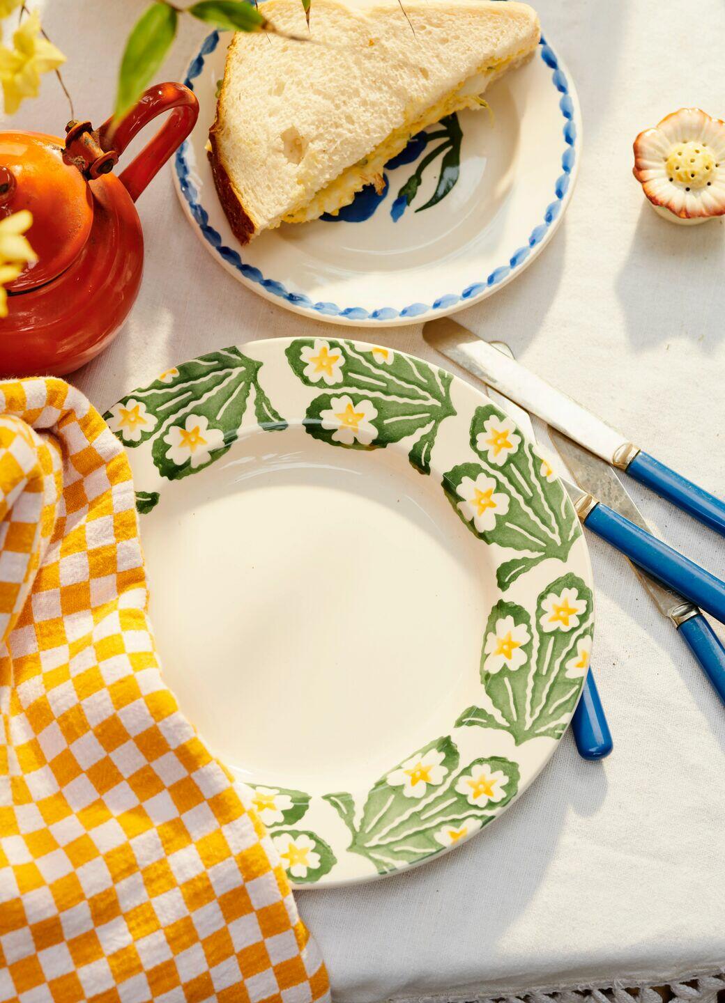 Primrose 8 1/2 Inch Plate - Unique Handmade & Handpainted English Earthenware British-Made Pottery Plates