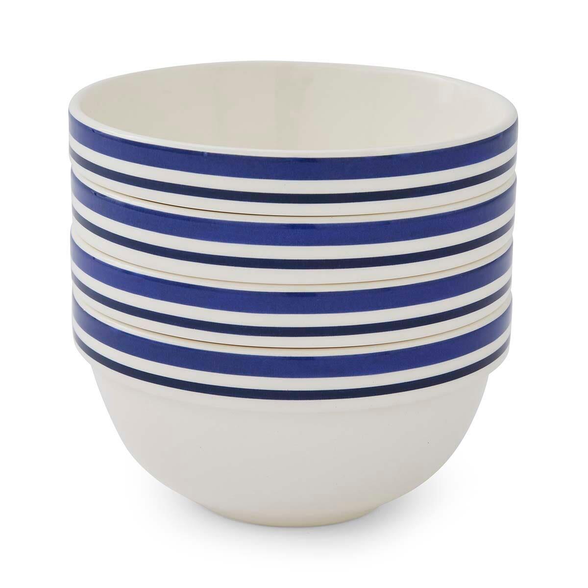 Potter's Stripe Set of 4, 5.5 Inch Stacking Bowls, Blue
