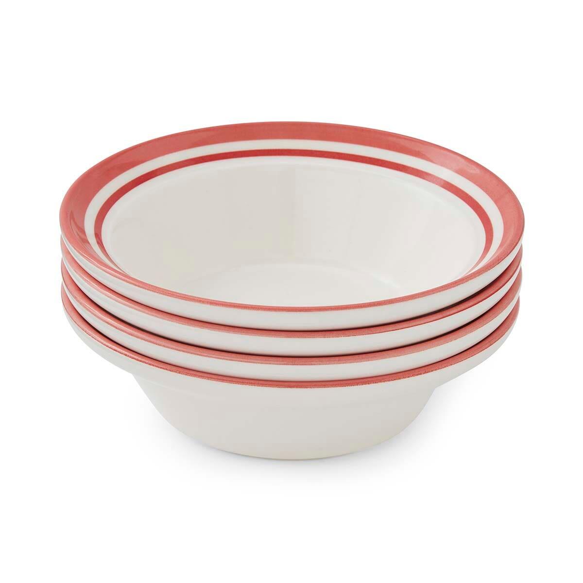 Potter's Stripe Set of 4 Oatmeal Bowls, Red