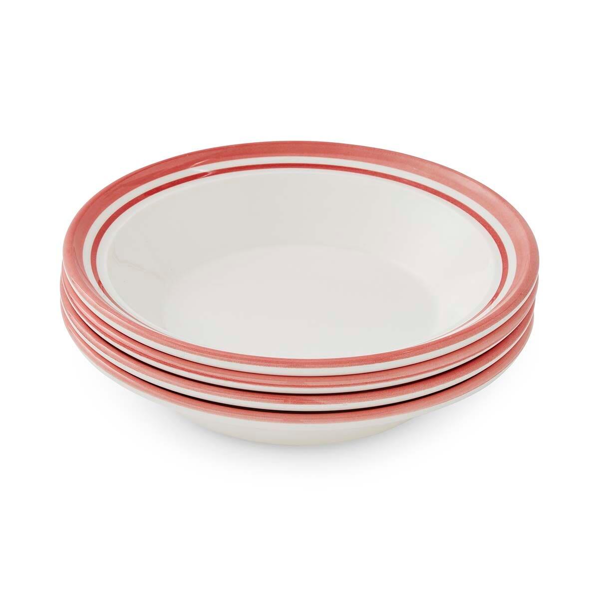 Potter's Stripe Set of 4 Soup Plates, Red
