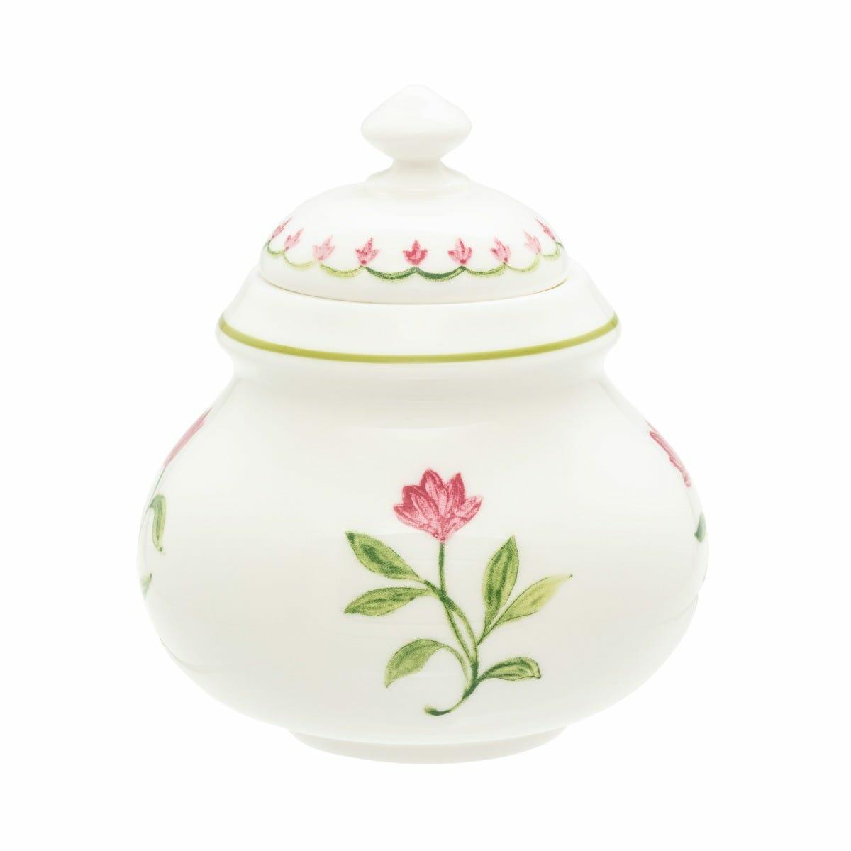 Marguerite Sugar Bowl in Pink, Fine Bone China, Halcyon Days