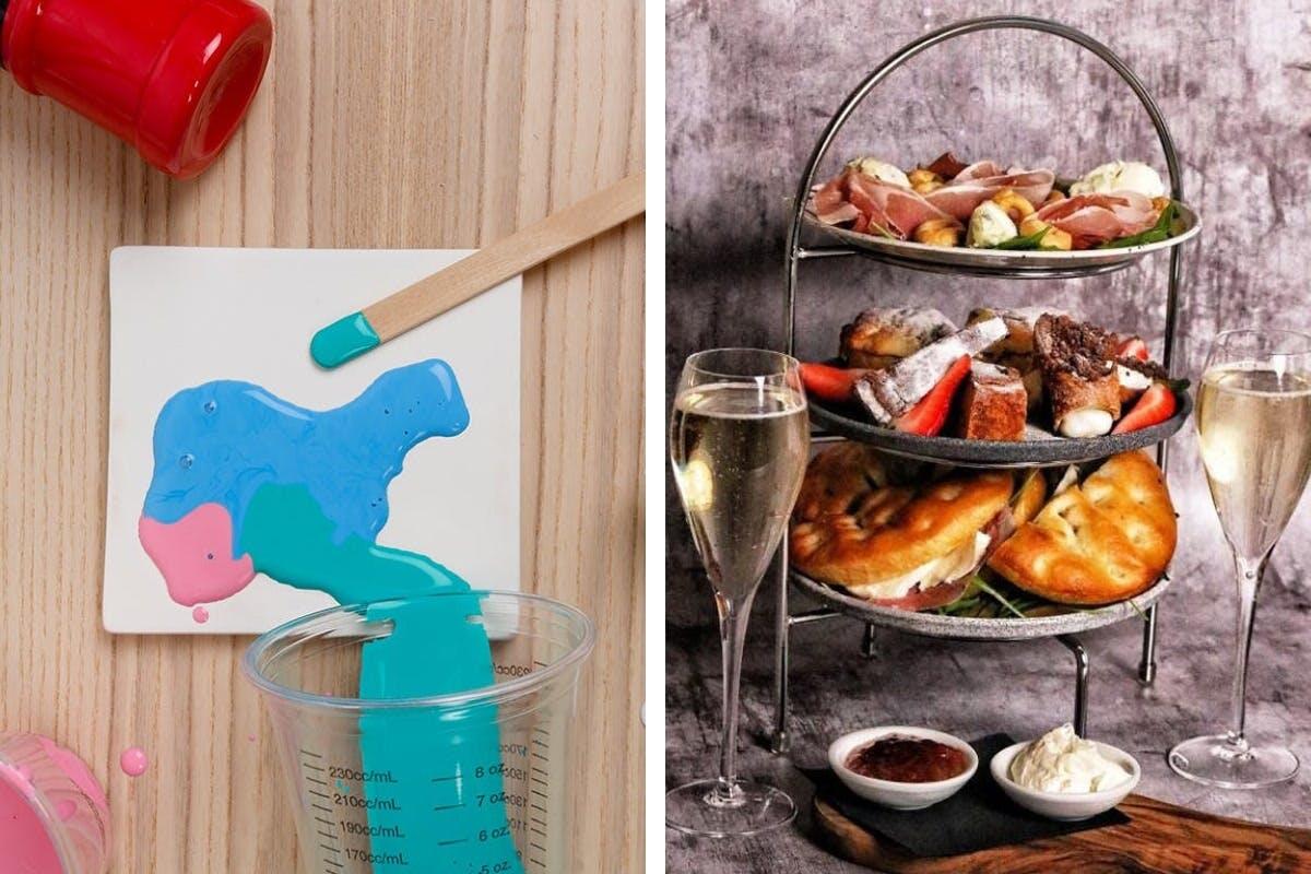 Hobbycraft Acrylic Paint Pouring Workshop with Veeno Italian Afternoon Tea and Fizz for Two, Leeds | Creative | Virgin Experience Days / Voucher