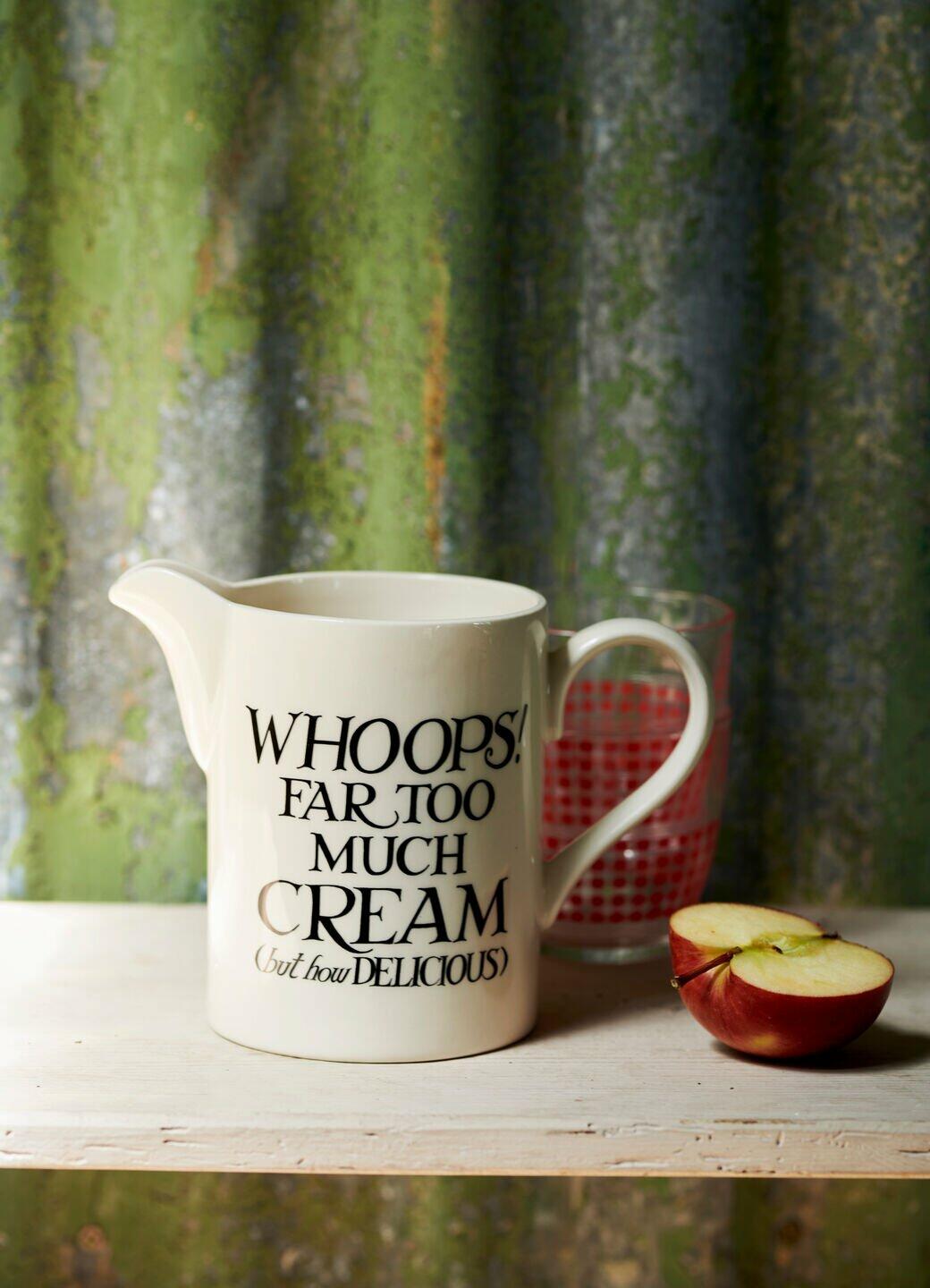 Seconds Black Toast Cream Medium Straight Jug - Unique Handmade & Handpainted English Earthenware Decorative Jug