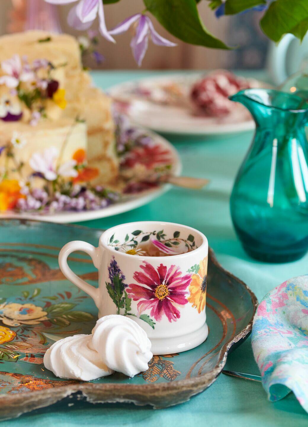 Garden Flowers Small Mug - Unique Handmade & Handpainted English Earthenware Tea/Coffee Mug