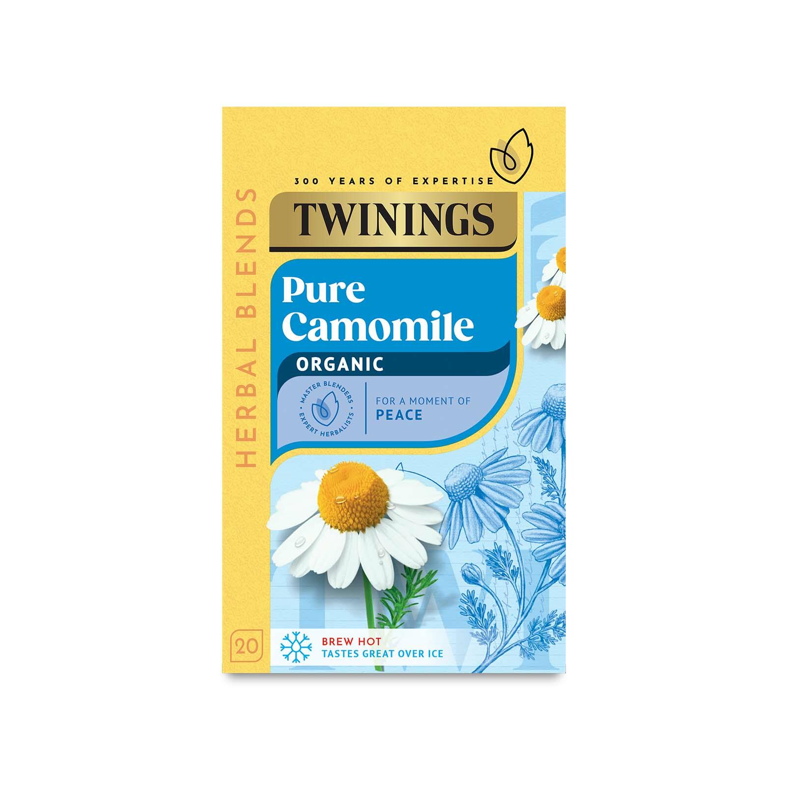 Twinings Fruit & Herbal Tea - Organic Pure Camomile Tea - 20 Tea Bags - Caffeine Free Tea - Sugar Free Tea Bags