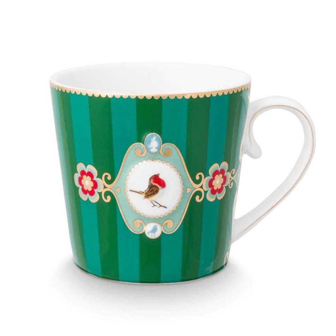 Pip Studio Love Birds Medallion Stripes Mug - Emerald Green