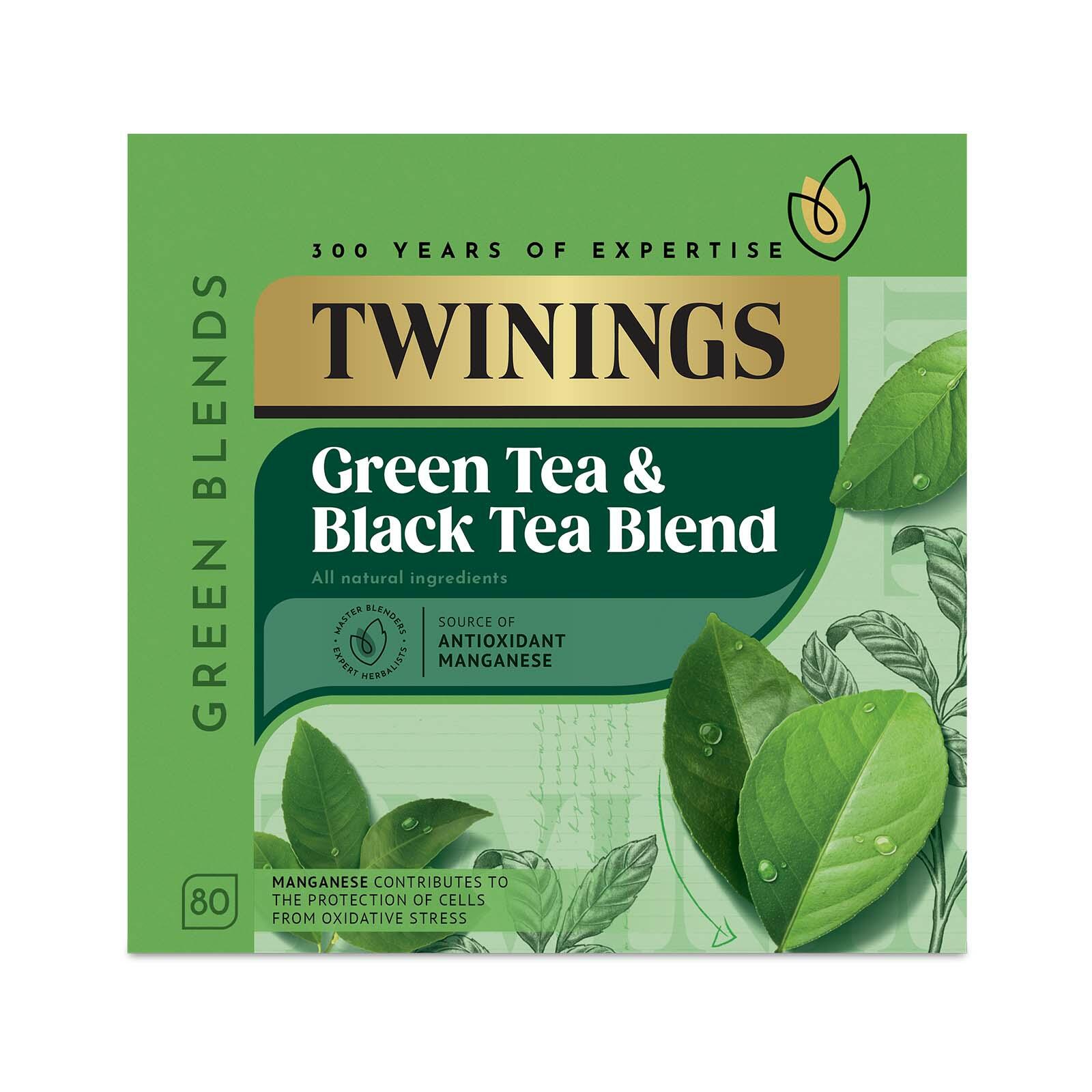 Twinings Green Tea - Green Tea & Black Tea Blend - 80 Tea Bags - All Natural Flavours - Sugar Free Tea