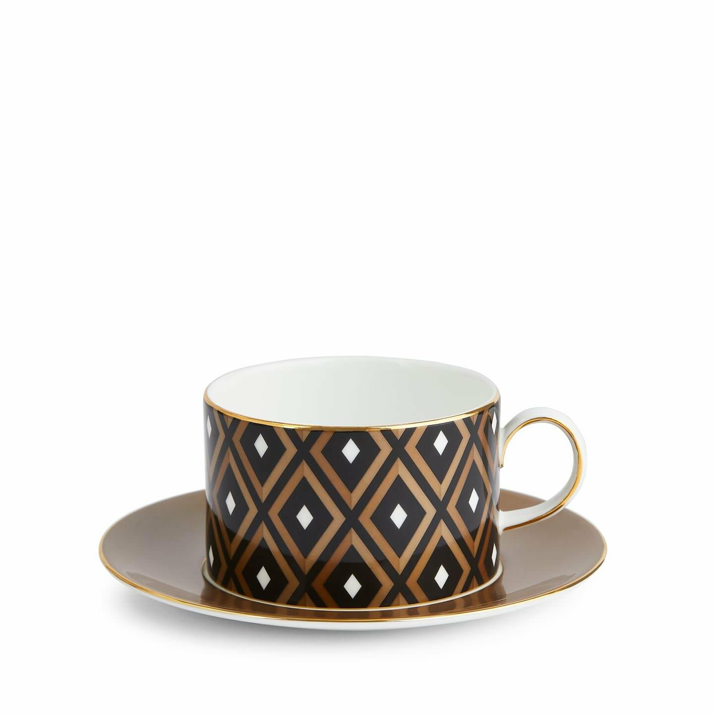 Wedgwood Gio Gold Geometric Teacup and Saucer
