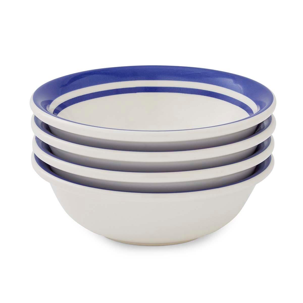 Potter's Stripe Set of 4, 13cm Bowls, Blue