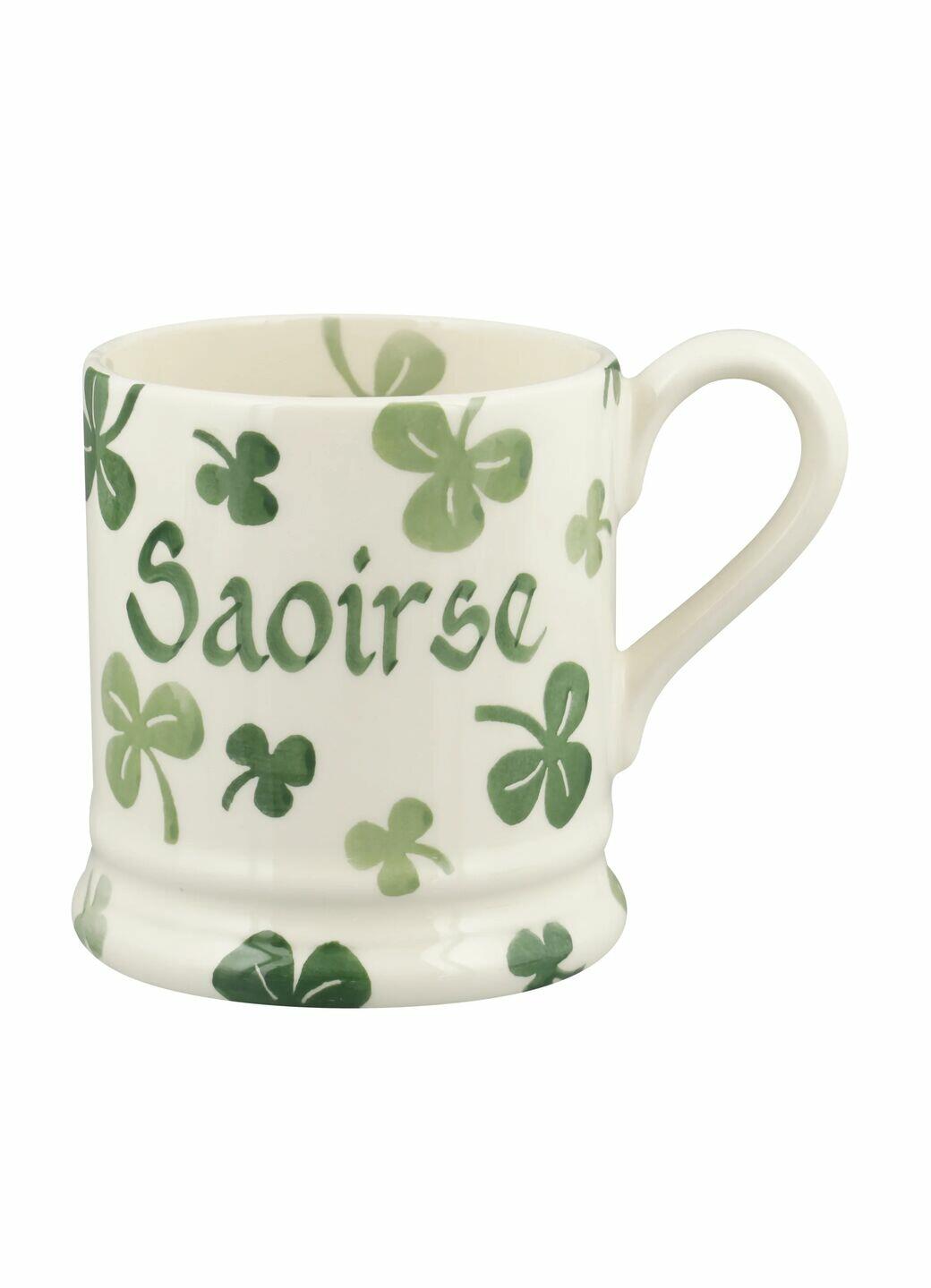 Personalised Shamrock 1/2 Pint Mug - Customise Your Own Pottery