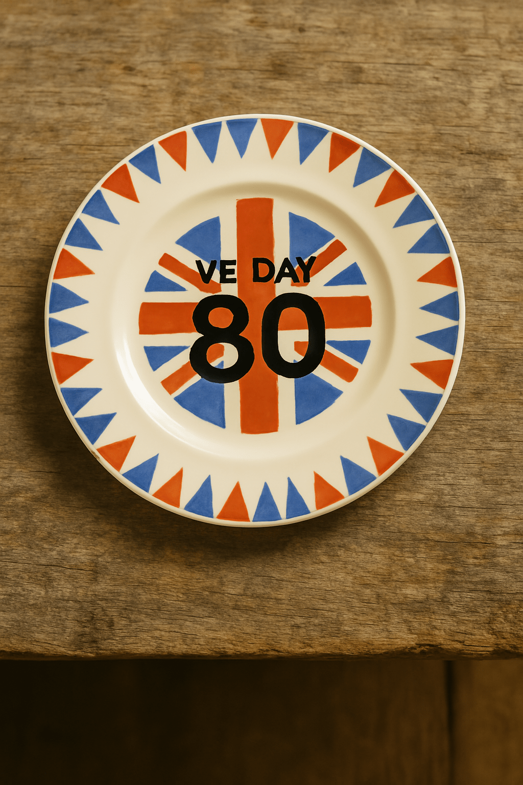 Emma Bridgewater VE Day 80 Years 8 1/2 Inch Plate (Made to Order) - Unique Handmade & Handpainted English Earthenware British-Made Pottery Plates