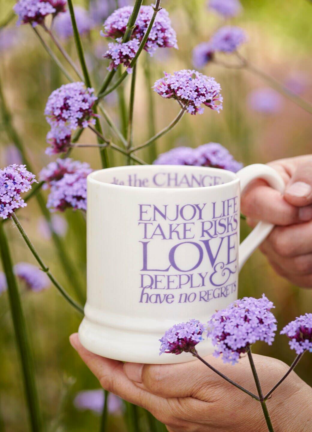 Emma Bridgewater Seconds Purple Toast Bowelbabe 1/2 Pint Mug - Unique Handmade & Handpainted English Earthenware Tea/Coffee Mug