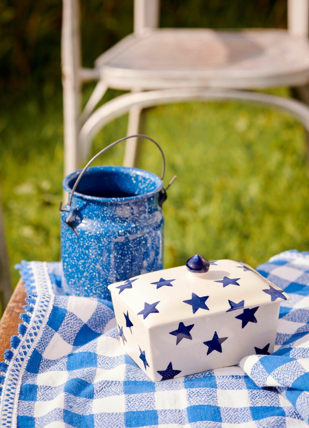 Emma Bridgewater Seconds Blue Star Small Butter Dish
