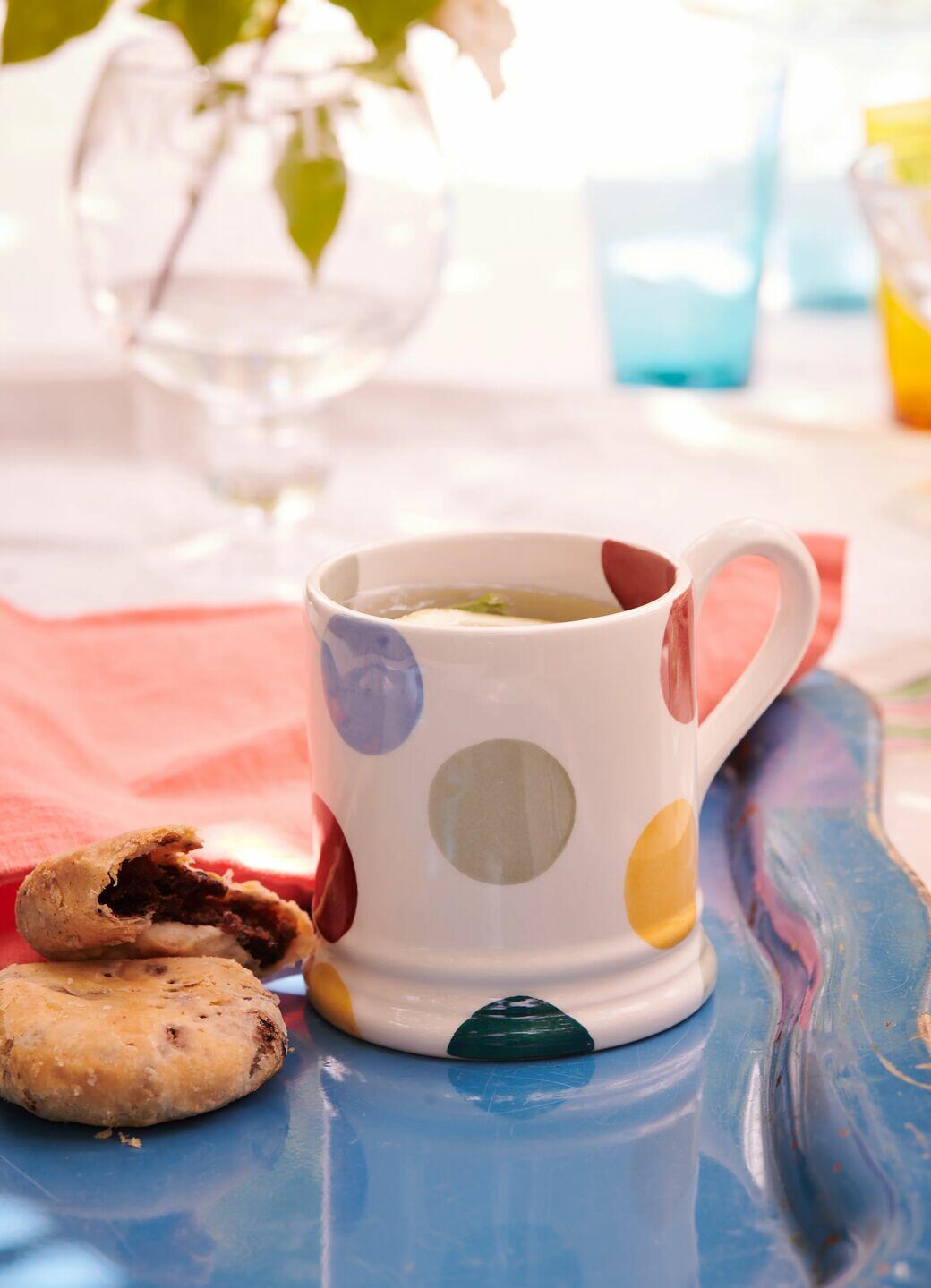 Seconds Big Polka Dots 1/2 Pint Mug - Unique Handmade & Handpainted English Earthenware Tea/Coffee Mug