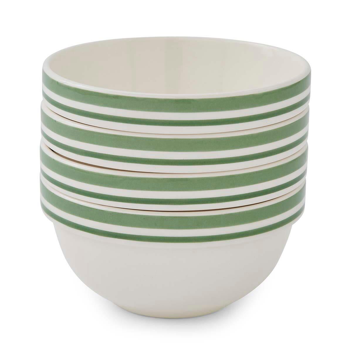 Potter's Stripe Set of 4, 5.5 Inch Stacking Bowls, Green