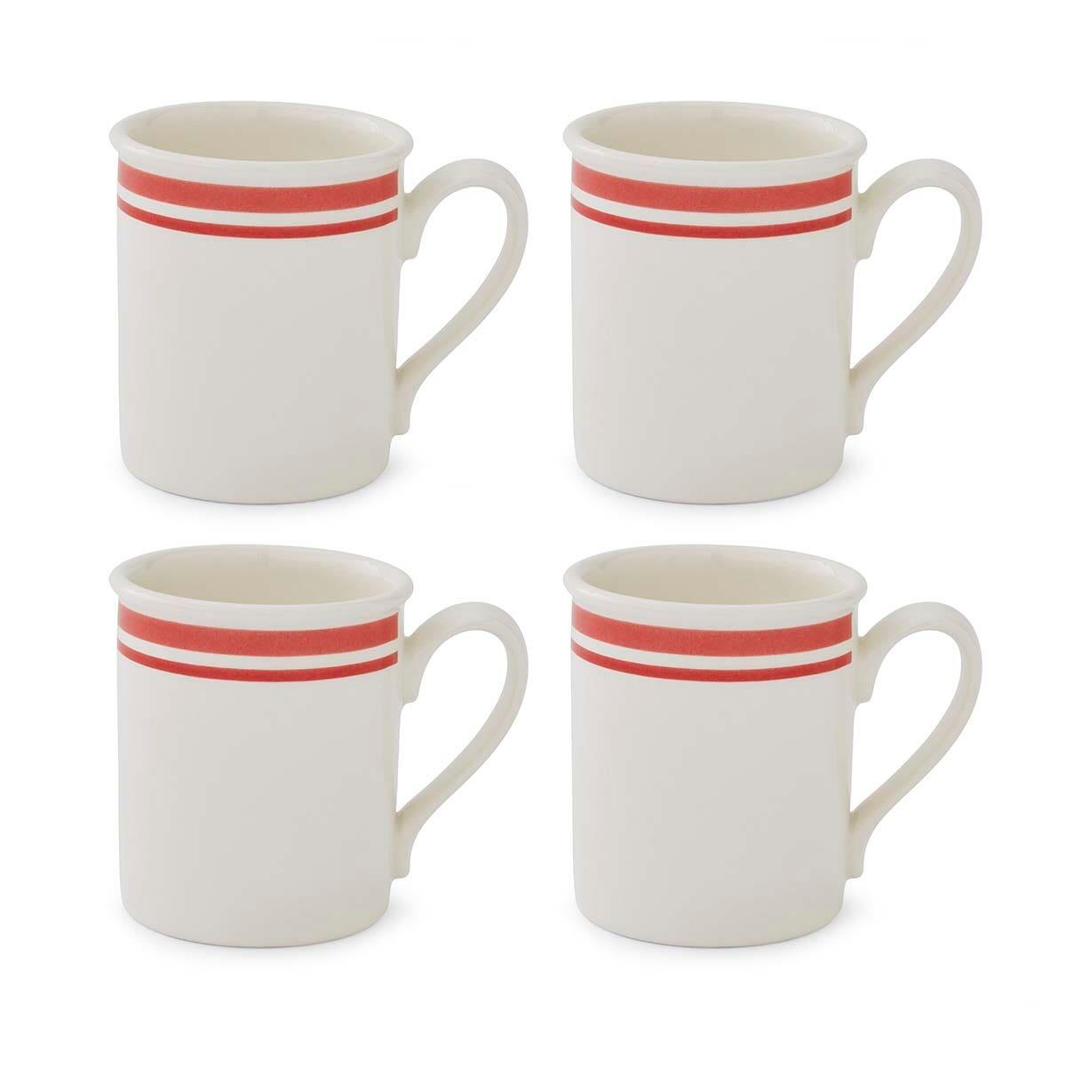 Potter's Stripe Set of 4, Breakfast Mugs, Red
