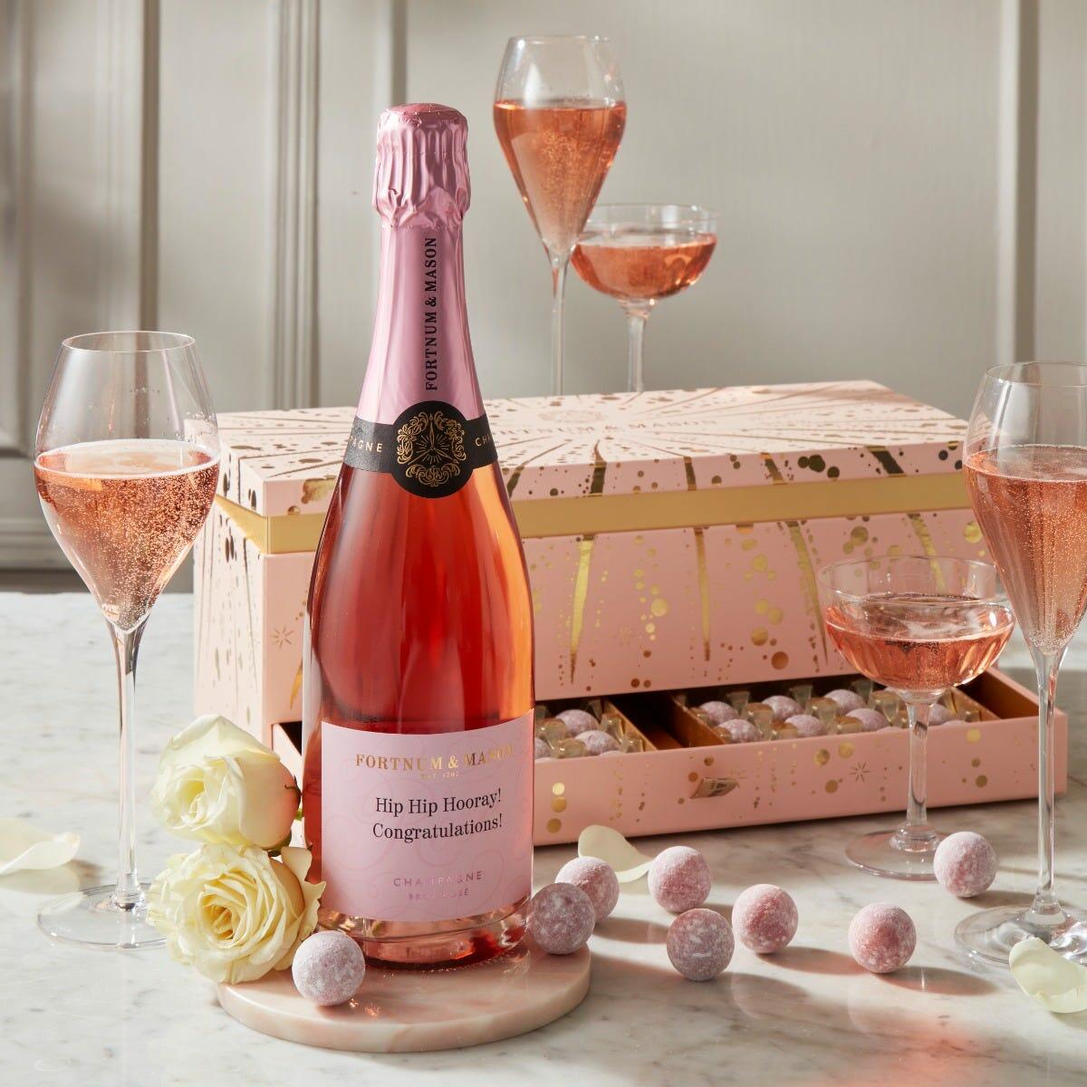 The Personalised Ros? Champagne & Chocolate Gift Box, Wine, Fortnum & Mason