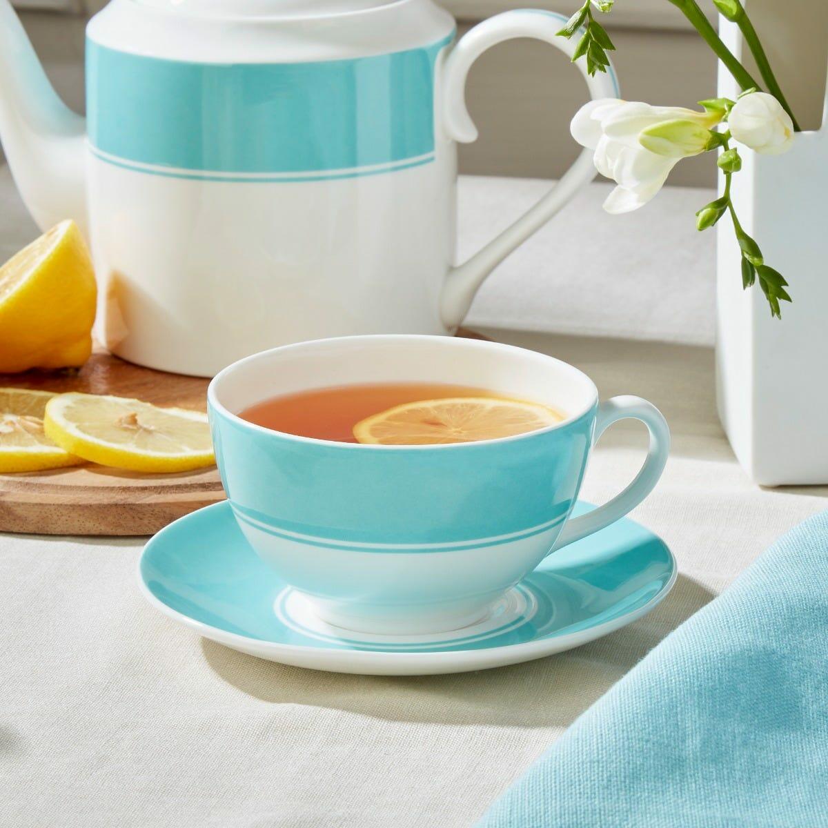 Stripe Teacup & Saucer, Fine Bone China, Fortnum & Mason