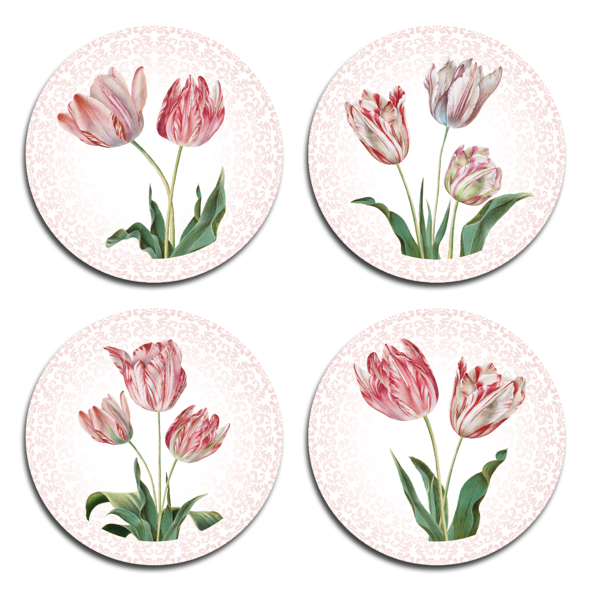 Tulips in Coasters, Set of 4 Pink, Club Matters