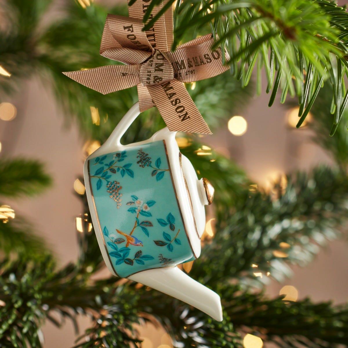 Camellia Teapot Christmas Decoration, Fortnum & Mason