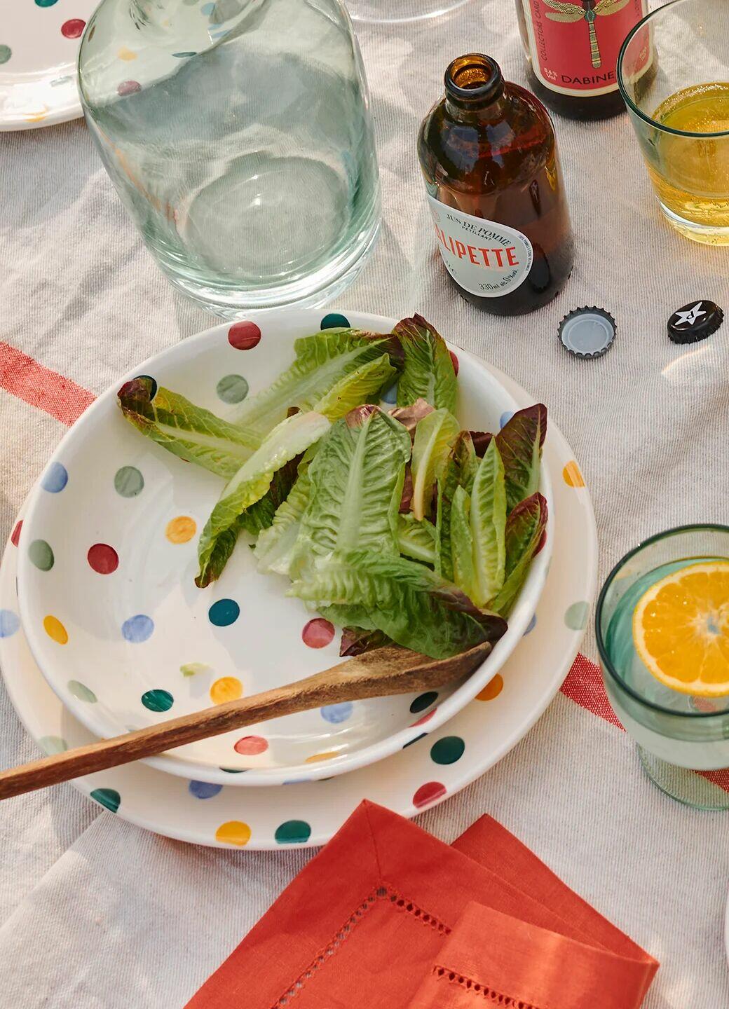 Emma Bridgewater | Polka Dot Medium Pasta Bowl - Unique Handmade & Handpainted English Earthenware Decorative Plates